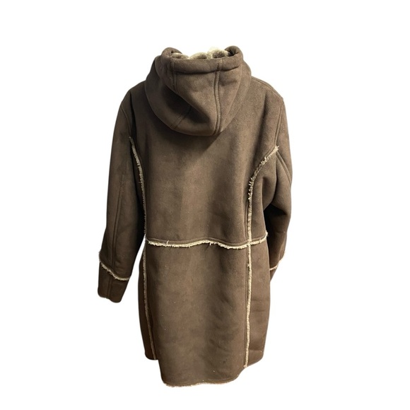 Coldwater Creek Coat Brown Faux Shearling Suede Fur Size XL (16) Winter Jacket - Picture 8 of 14